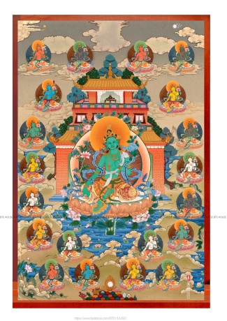 Tranh Giấy Ngọc Trai- 21 Vị Tara Xanh